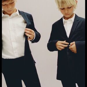 Zara Boys navy wool blazer tailored fit